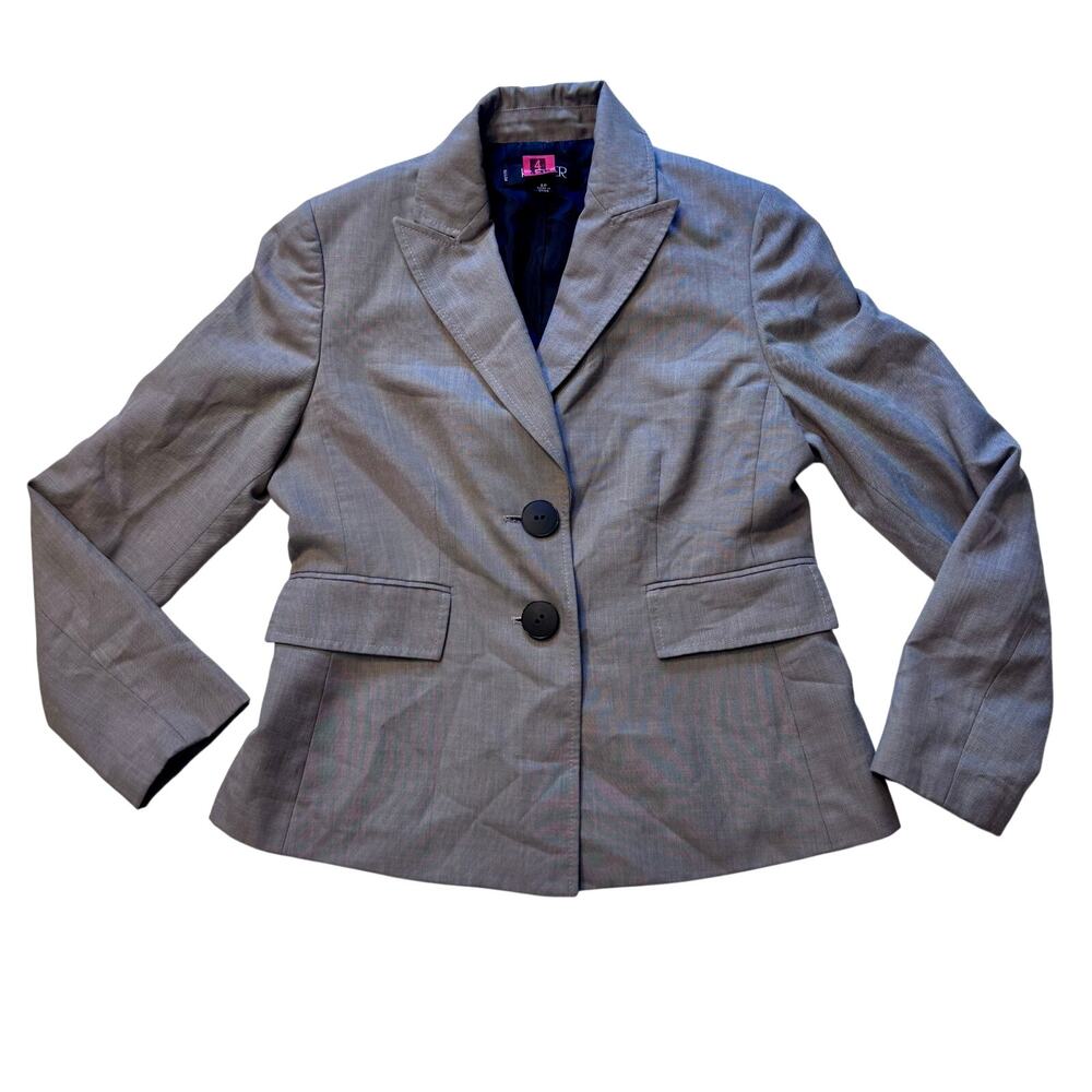 Kasper Gray Two Button Blazer Women’s Size 6 Petite Classic Workwear Office chic